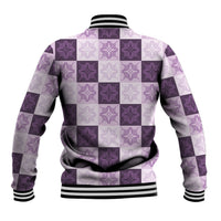 Lavender Manta Ray Hawaiian Quilt Motif Baseball Jacket