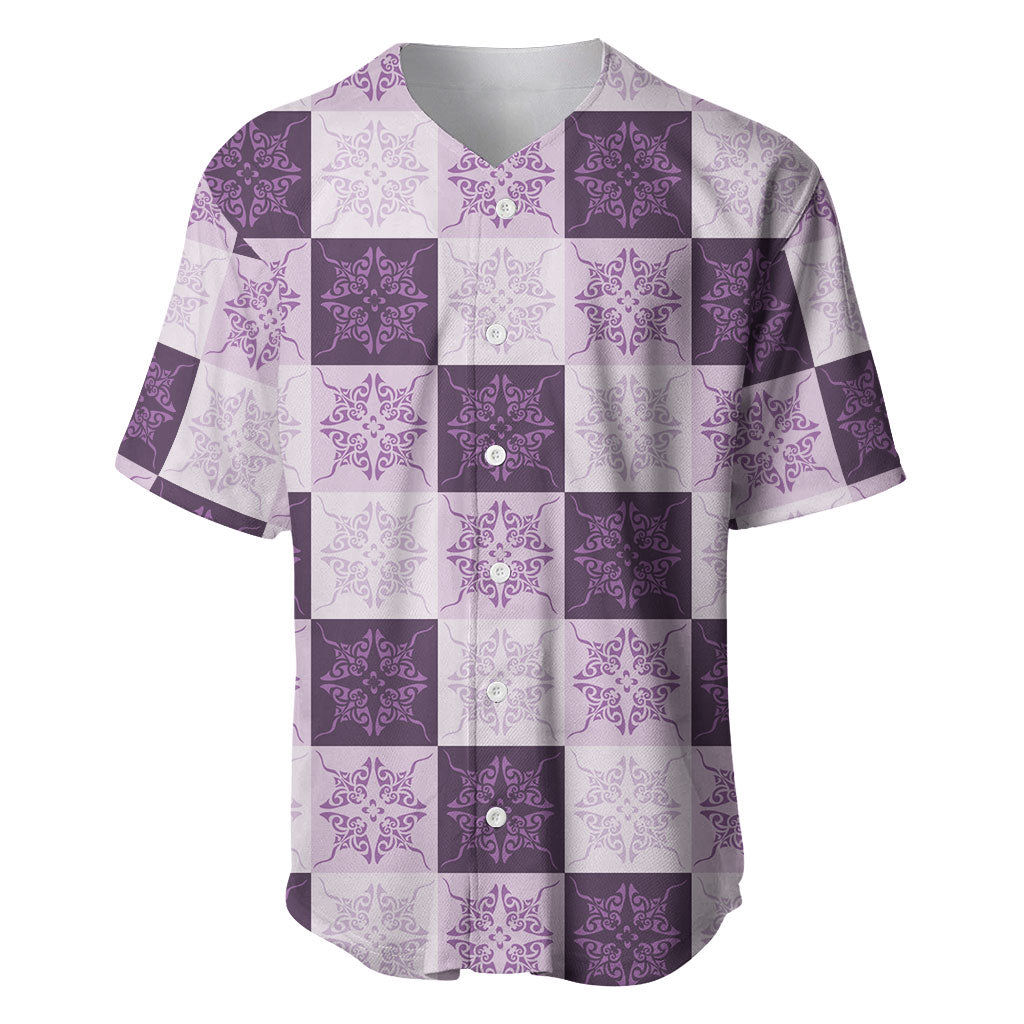 Lavender Manta Ray Hawaiian Quilt Motif Baseball Jersey LT05 Purple - Polynesian Pride