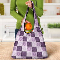 Lavender Manta Ray Hawaiian Quilt Motif Grocery Bag