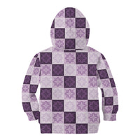 Lavender Manta Ray Hawaiian Quilt Motif Kid Hoodie