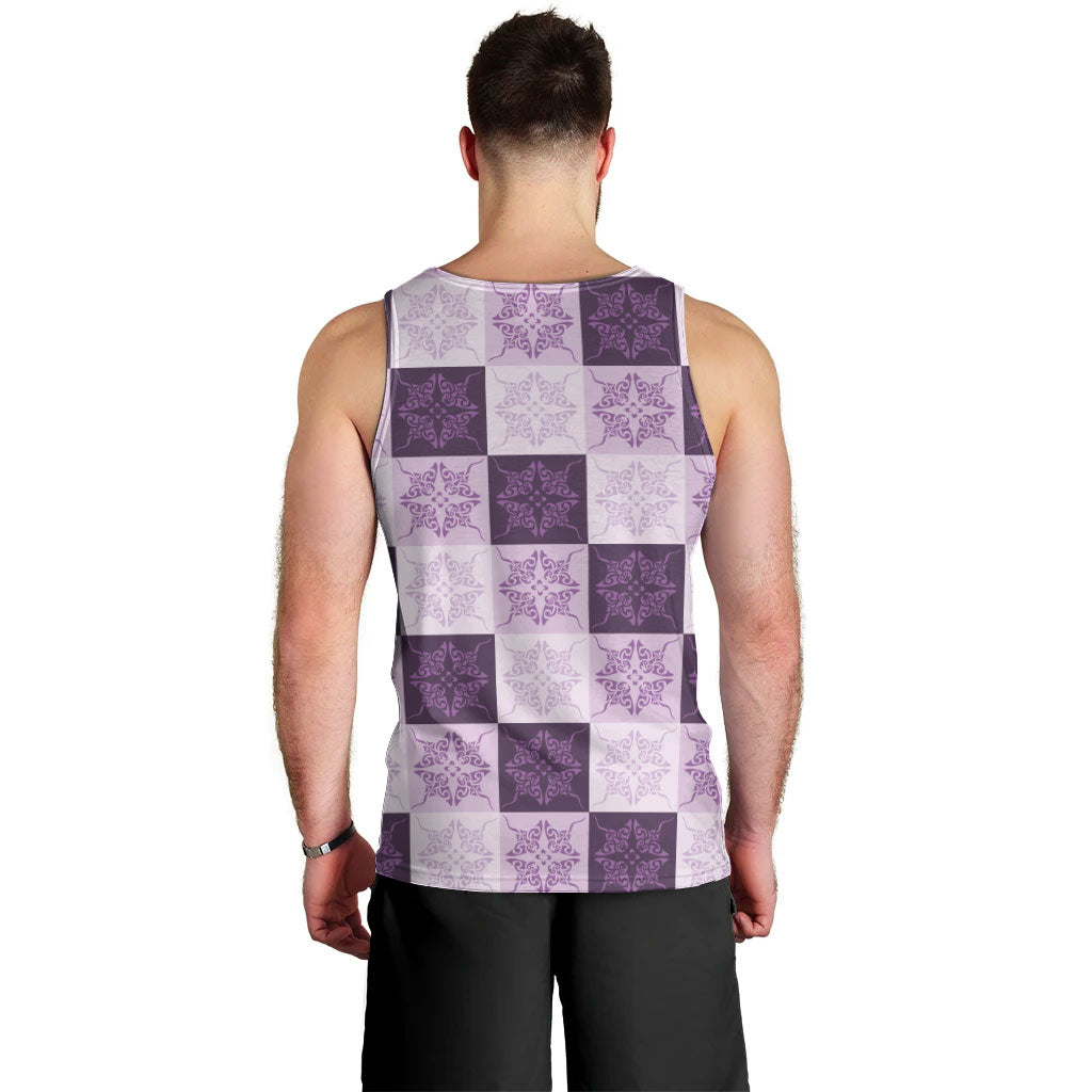 Lavender Manta Ray Hawaiian Quilt Motif Men Tank Top
