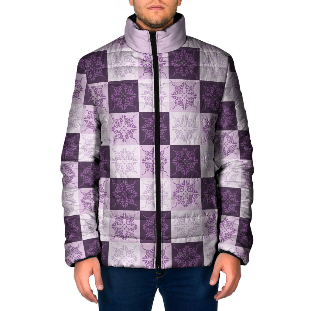 Lavender Manta Ray Hawaiian Quilt Motif Padded Jacket