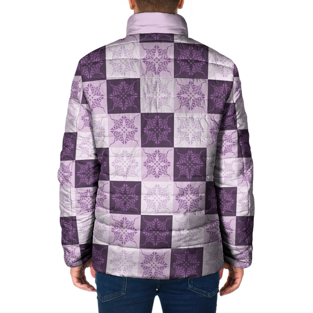 Lavender Manta Ray Hawaiian Quilt Motif Padded Jacket