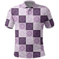 Lavender Manta Ray Hawaiian Quilt Motif Polo Shirt