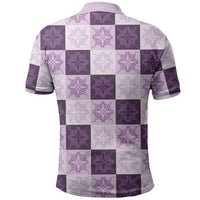 Lavender Manta Ray Hawaiian Quilt Motif Polo Shirt