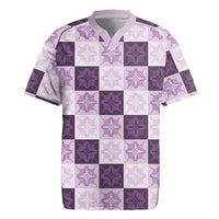 Lavender Manta Ray Hawaiian Quilt Motif Rugby Jersey