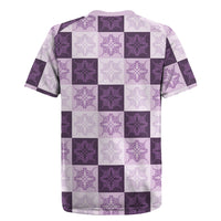 Lavender Manta Ray Hawaiian Quilt Motif Rugby Jersey