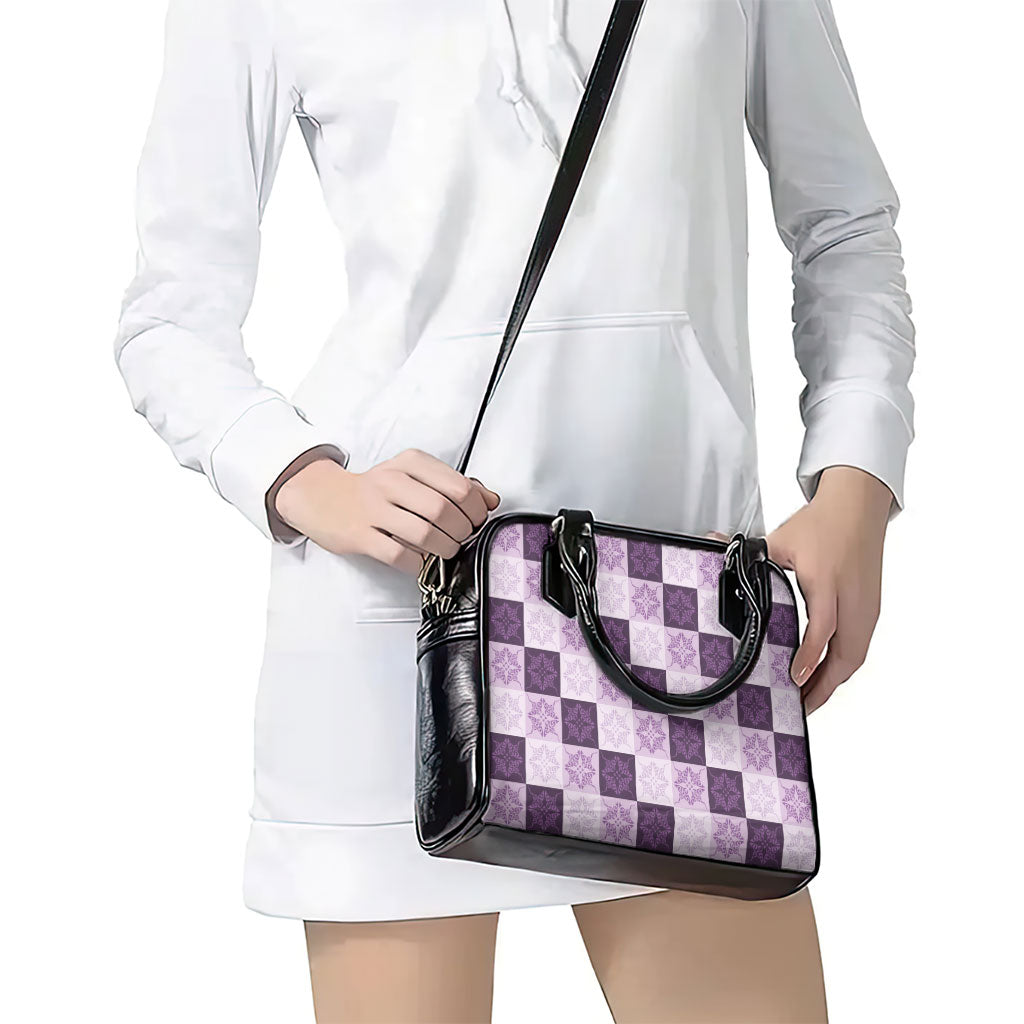 Lavender Manta Ray Hawaiian Quilt Motif Shoulder Handbag