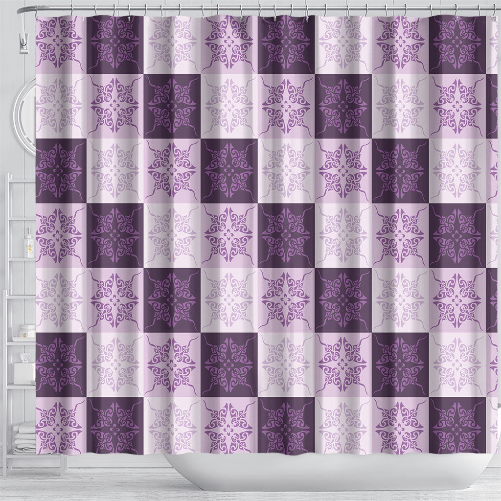 Lavender Manta Ray Hawaiian Quilt Motif Shower Curtain