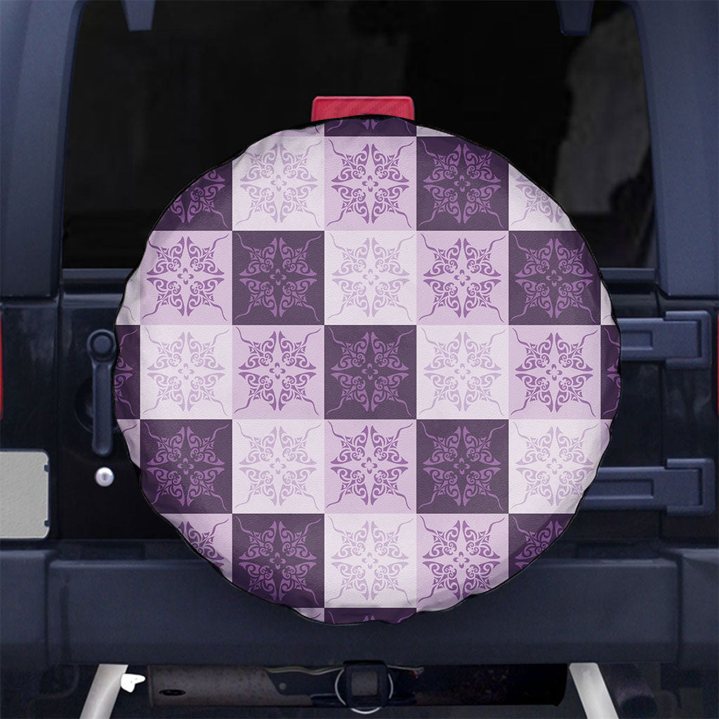 Lavender Manta Ray Hawaiian Quilt Motif Spare Tire Cover
