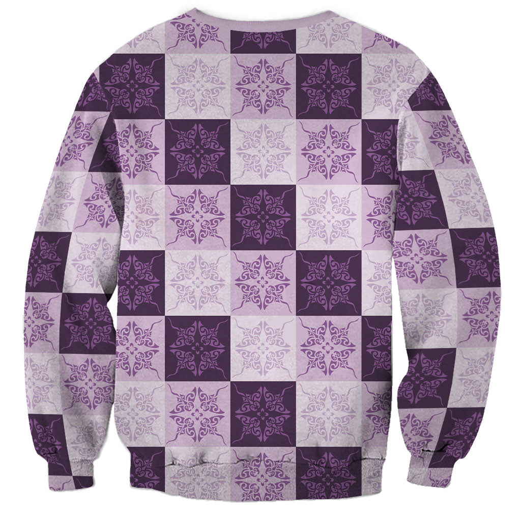 Lavender Manta Ray Hawaiian Quilt Motif Sweatshirt