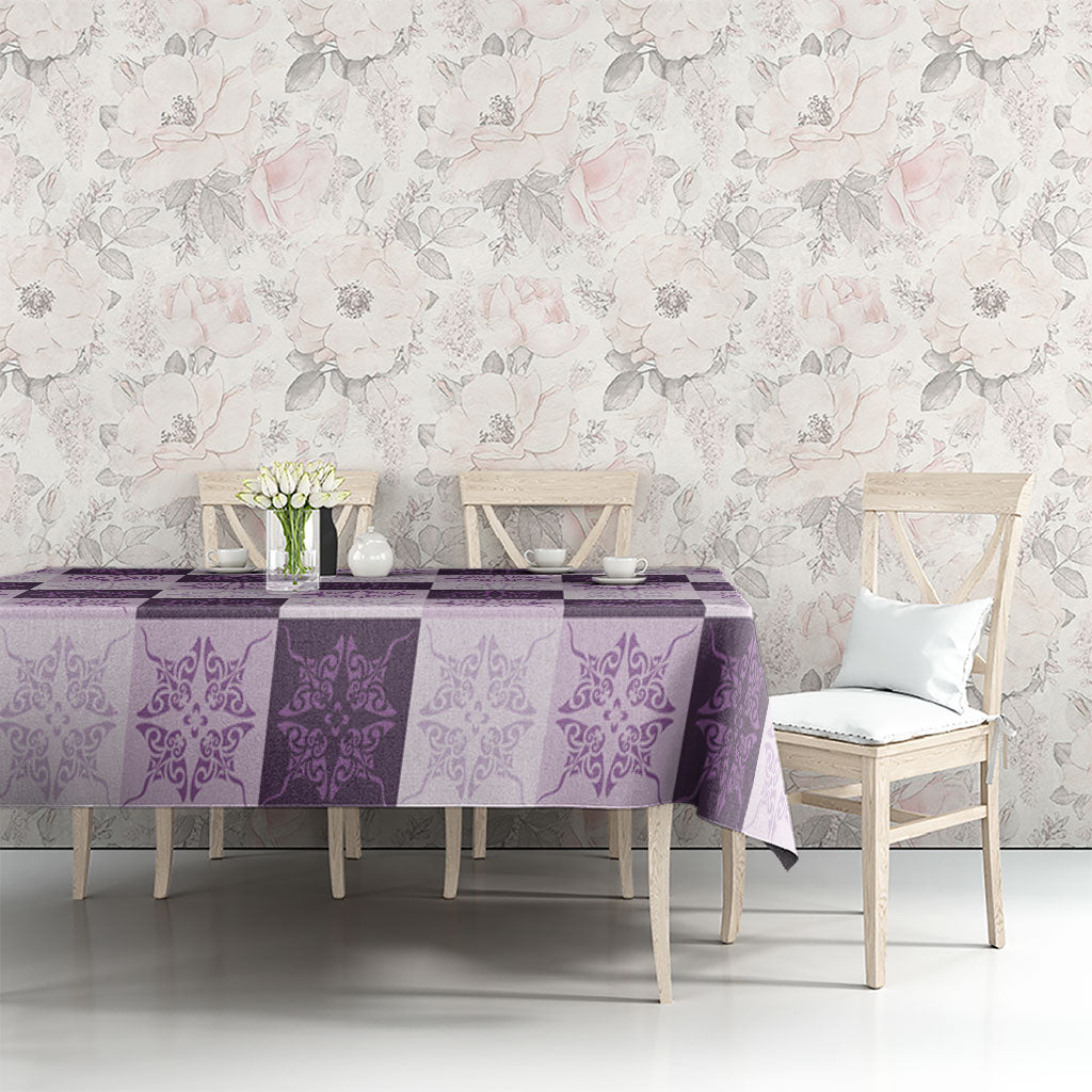 Lavender Manta Ray Hawaiian Quilt Motif Tablecloth