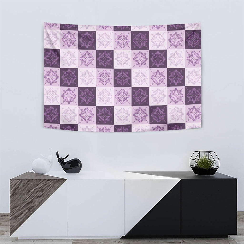 Lavender Manta Ray Hawaiian Quilt Motif Tapestry