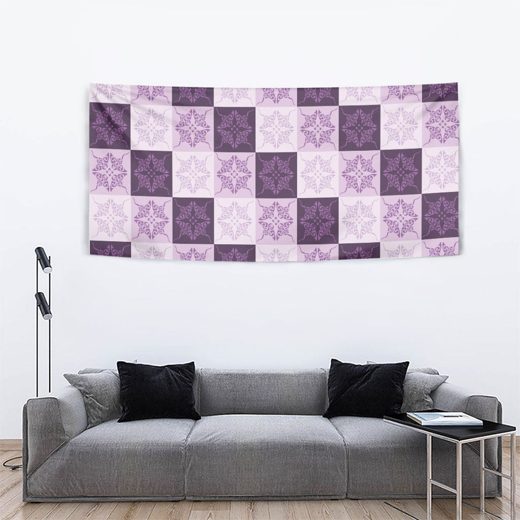 Lavender Manta Ray Hawaiian Quilt Motif Tapestry