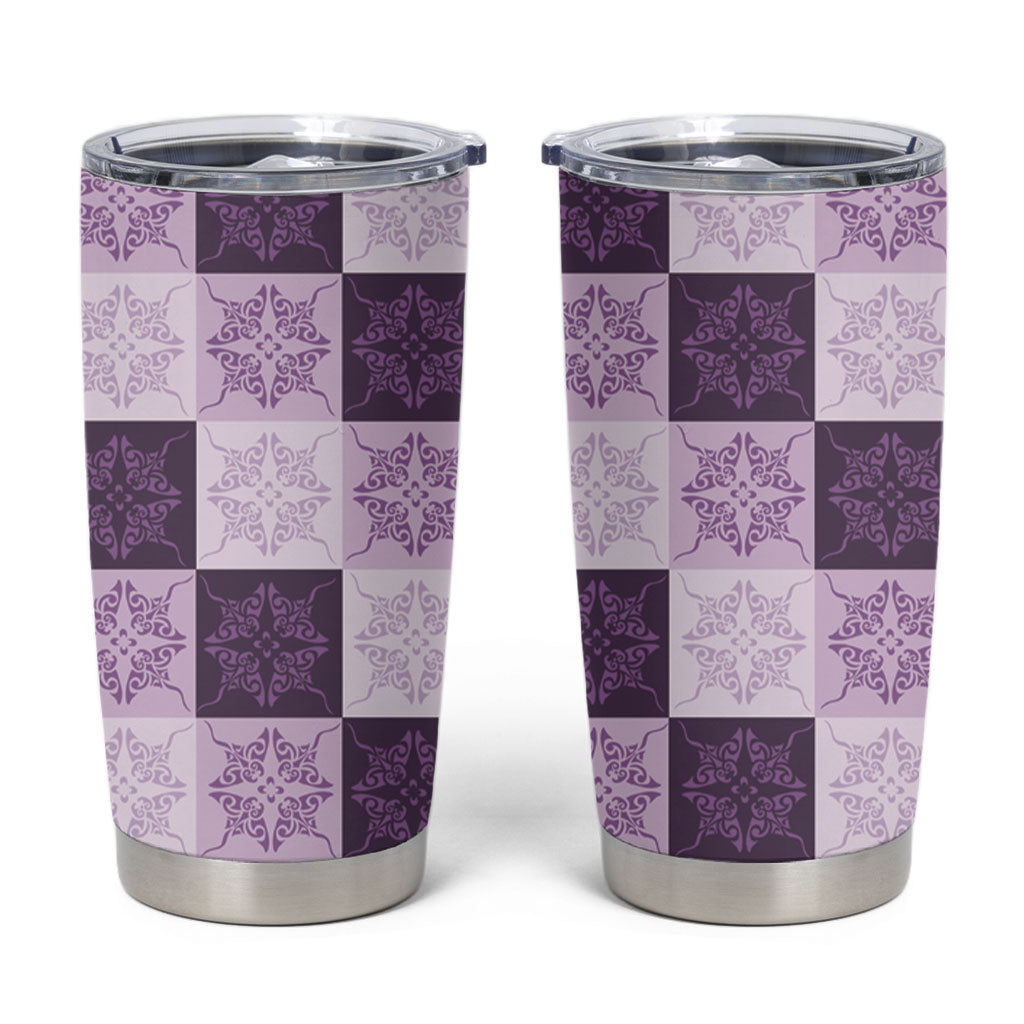 Lavender Manta Ray Hawaiian Quilt Motif Tumbler Cup