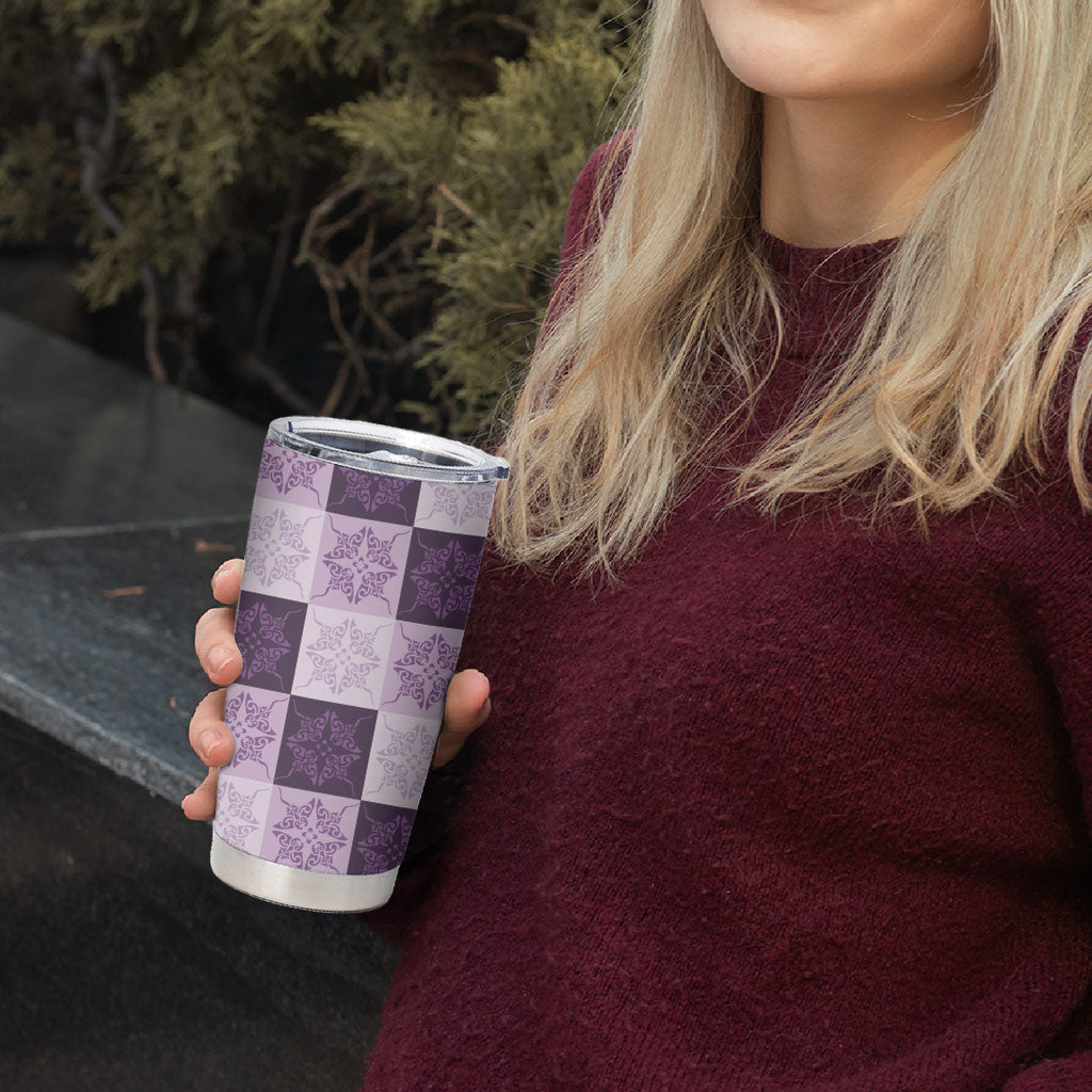 Lavender Manta Ray Hawaiian Quilt Motif Tumbler Cup