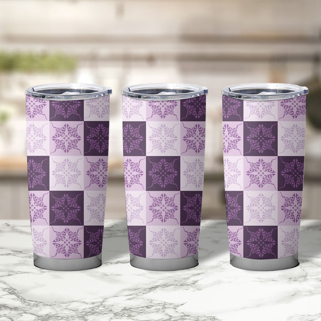 Lavender Manta Ray Hawaiian Quilt Motif Tumbler Cup