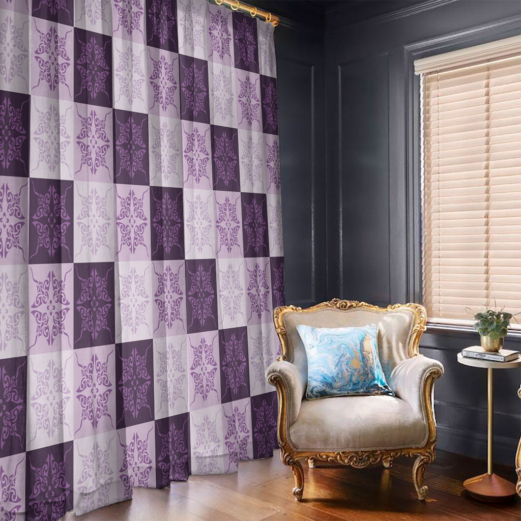 Lavender Manta Ray Hawaiian Quilt Motif Window Curtain