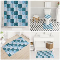 Cyan Manta Ray Hawaiian Quilt Motif Bathroom Set