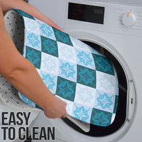 Cyan Manta Ray Hawaiian Quilt Motif Bathroom Set