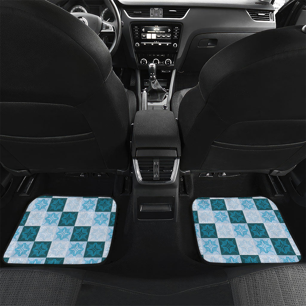 Cyan Manta Ray Hawaiian Quilt Motif Car Mats