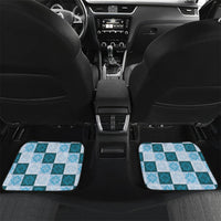 Cyan Manta Ray Hawaiian Quilt Motif Car Mats