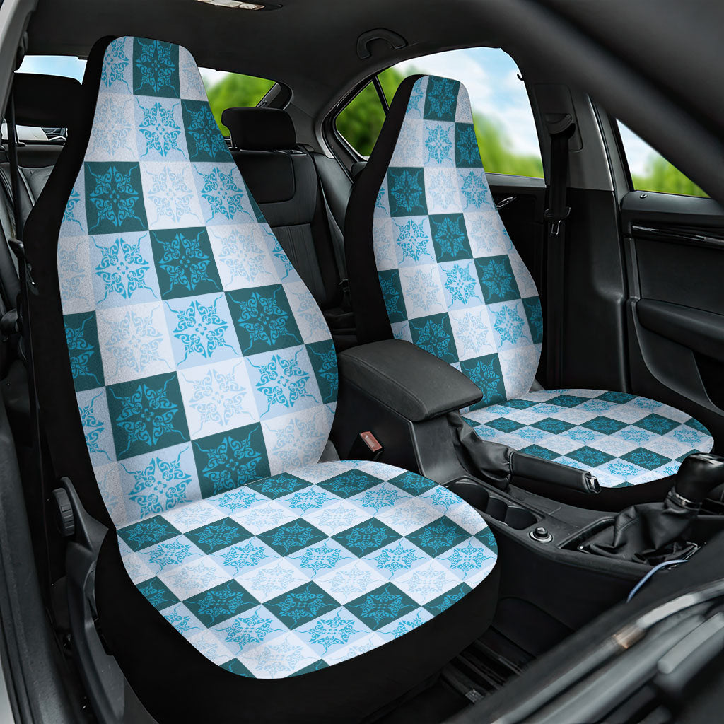 Cyan Manta Ray Hawaiian Quilt Motif Car Seat Cover