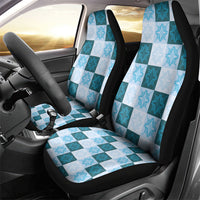 Cyan Manta Ray Hawaiian Quilt Motif Car Seat Cover