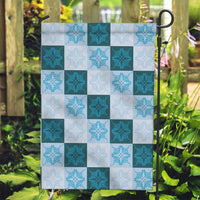 Cyan Manta Ray Hawaiian Quilt Motif Garden Flag