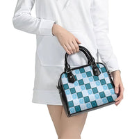 Cyan Manta Ray Hawaiian Quilt Motif Shoulder Handbag