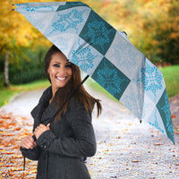 Cyan Manta Ray Hawaiian Quilt Motif Umbrella