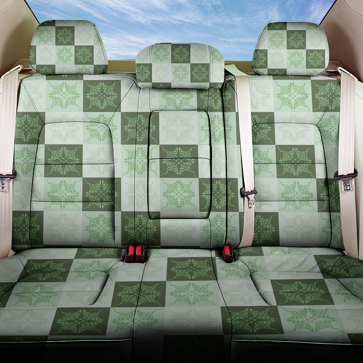 Sage Green Manta Ray Hawaiian Quilt Motif Back Car Seat Cover