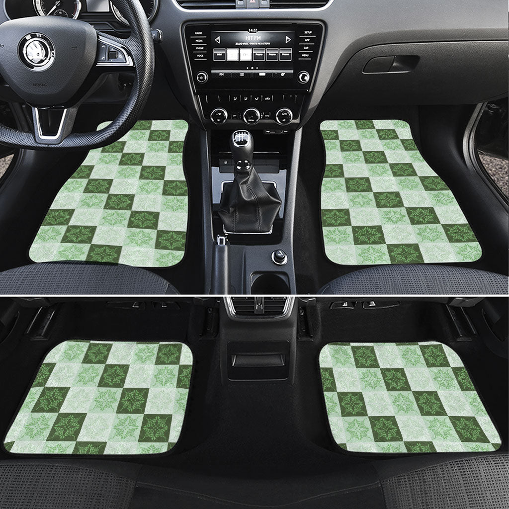 Sage Green Manta Ray Hawaiian Quilt Motif Car Mats