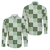 Sage Green Manta Ray Hawaiian Quilt Motif Family Matching Short Sleeve Bodycon Dress and Hawaiian Shirt