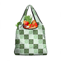 Sage Green Manta Ray Hawaiian Quilt Motif Grocery Bag