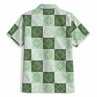 Sage Green Manta Ray Hawaiian Quilt Motif Hawaiian Shirt