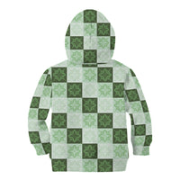 Sage Green Manta Ray Hawaiian Quilt Motif Kid Hoodie