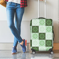 Sage Green Manta Ray Hawaiian Quilt Motif Luggage Cover