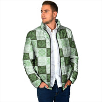 Sage Green Manta Ray Hawaiian Quilt Motif Padded Jacket