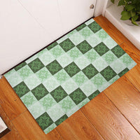 Sage Green Manta Ray Hawaiian Quilt Motif Rubber Doormat