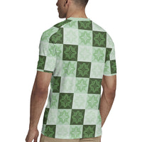 Sage Green Manta Ray Hawaiian Quilt Motif Rugby Jersey