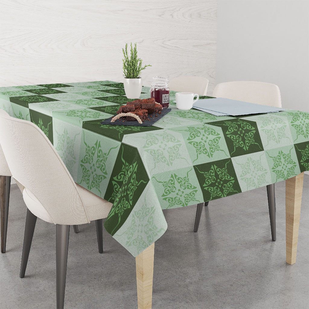 Sage Green Manta Ray Hawaiian Quilt Motif Tablecloth