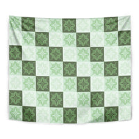 Sage Green Manta Ray Hawaiian Quilt Motif Tapestry