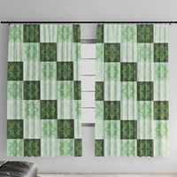 Sage Green Manta Ray Hawaiian Quilt Motif Window Curtain