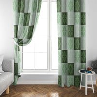 Sage Green Manta Ray Hawaiian Quilt Motif Window Curtain