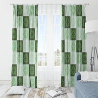 Sage Green Manta Ray Hawaiian Quilt Motif Window Curtain