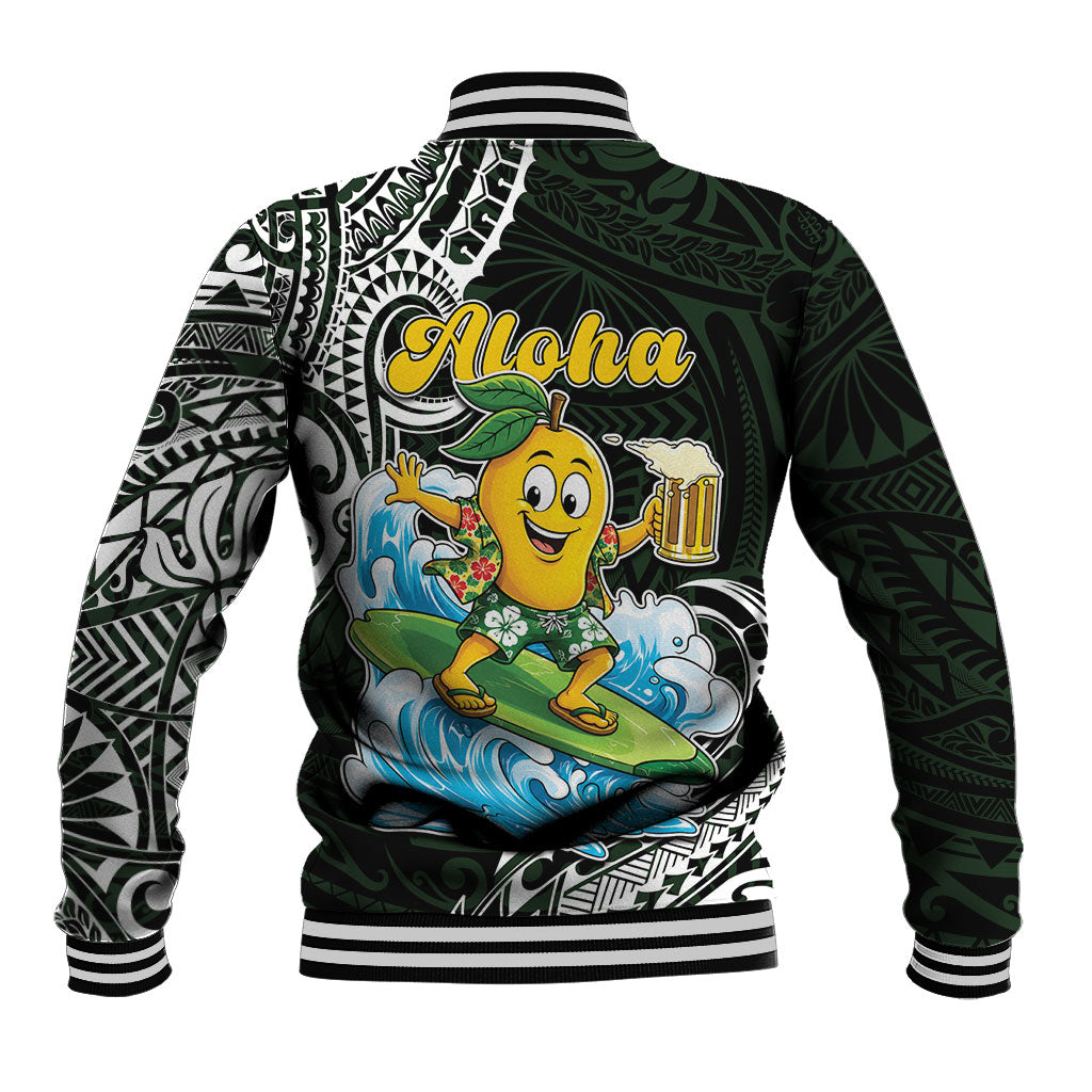 Aloha Hawaii Mango Surfing Baseball Jacket Polynesian Style