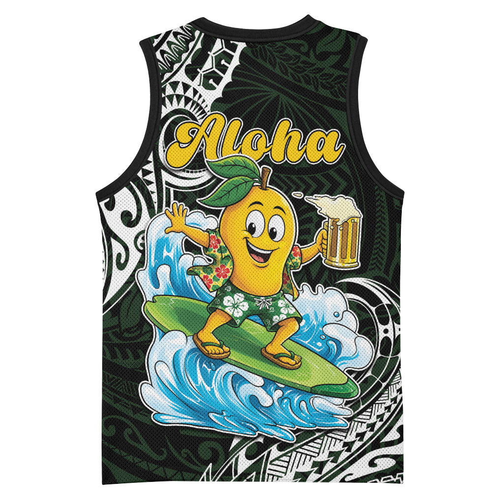 Aloha Hawaii Mango Surfing Basketball Jersey Polynesian Style