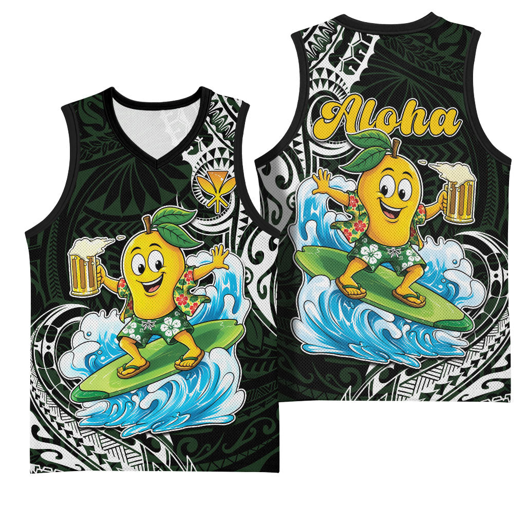 Aloha Hawaii Mango Surfing Basketball Jersey Polynesian Style