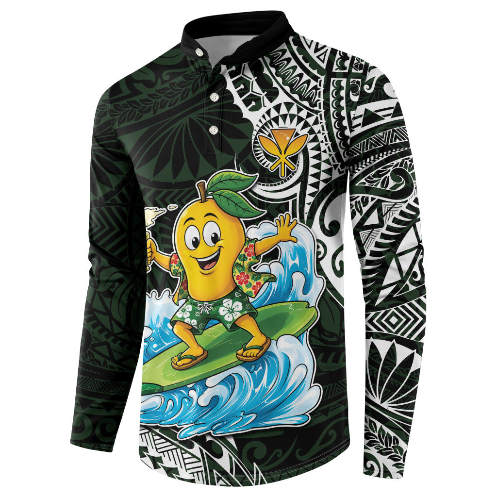 Aloha Hawaii Mango Surfing Button Sweatshirt Polynesian Style